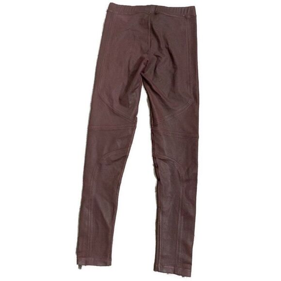 David Lerner Womens Solid Purple Plum Faux Vegan Leather Leggings Small - Picture 2 of 4